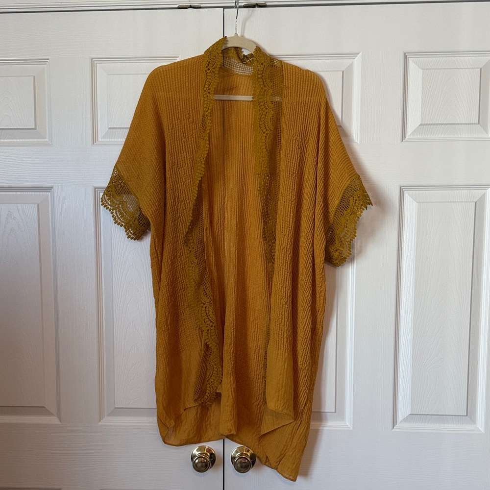 Mustard Yellow Open-Front Kimono